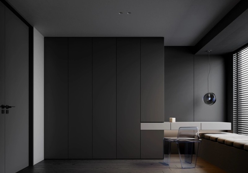 Black & White Minimalist Floating Wardrobe' />