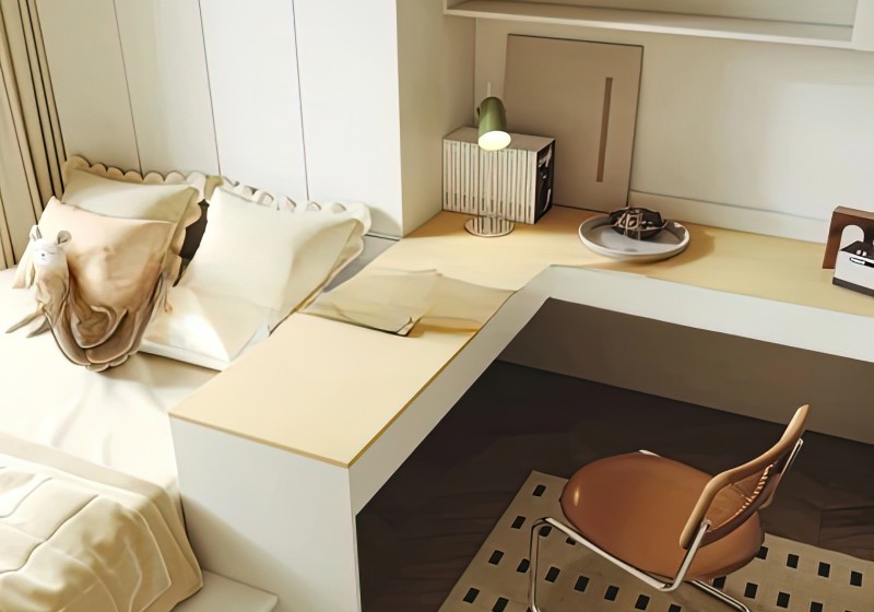 Bed, Desk, and Storage Integration' />