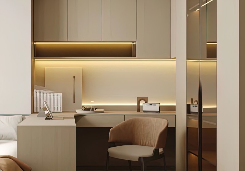Bed, Desk, and Storage Integration' />